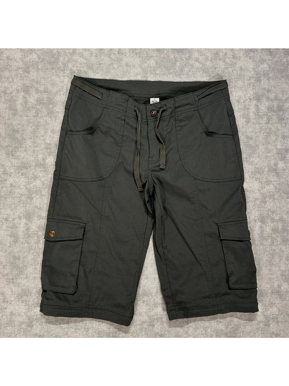 VTG Prana grey gorpcore active hiking long cargo shorts womens size 10
